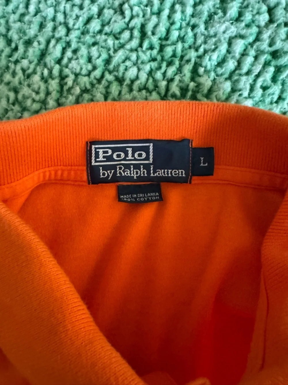 Ralph‎ Lauren Orange Polo with Navy Pony Embroidery Size Large